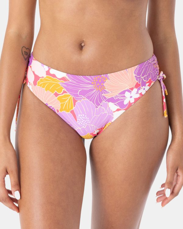 Bikini Bottoms | Women Roxy Bell Bottom Blooms Hipster Lace Full Bikini Bottom Lilac Multi
