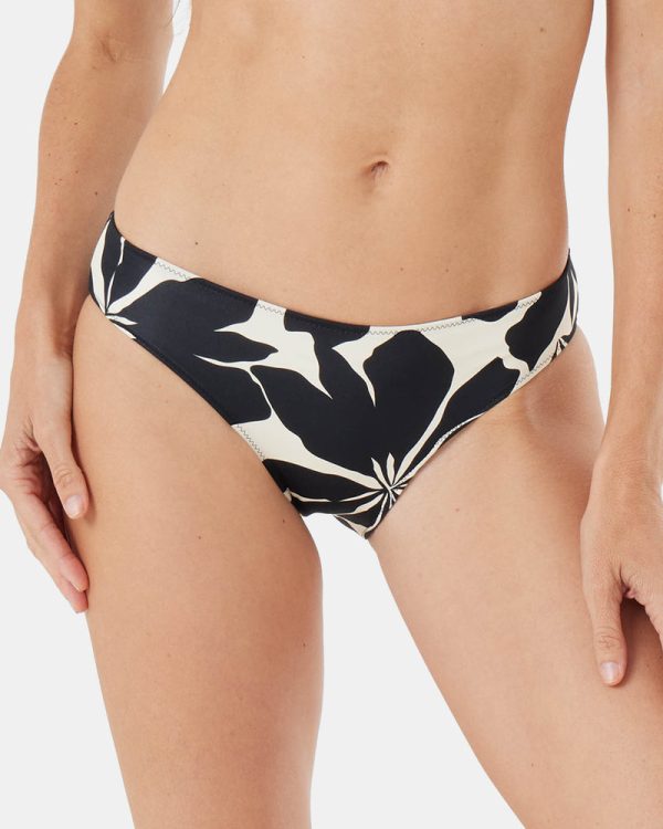 Bikini Bottoms | Women Roxy Hang Loose Reversible Hipster Full Bikini Bottom Black/ivory