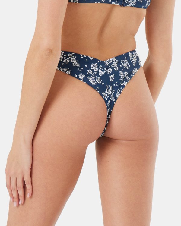 Bikini Bottoms | Women Roxy Hibiscus Haven V Front Cheeky Bikini Bottom Mood Indigo - Image 2