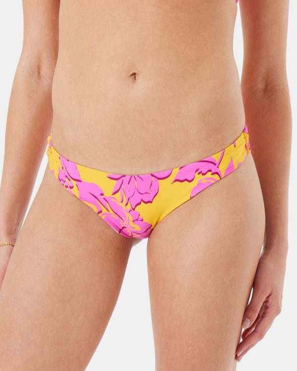 Bikini Bottoms | Women Roxy Island Time Hipster Cheeky Bikini Bottom Golden Rod