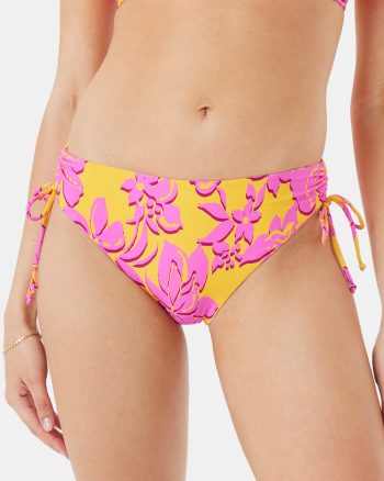 Bikini Bottoms | Women Roxy Island Time Hipster Lace Full Bikini Bottom Golden Rod