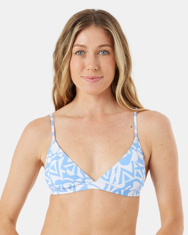 Bikini Tops | Women Roxy Bali Breaks Fixed Triangle Bikini Top Blue Multi - Image 3