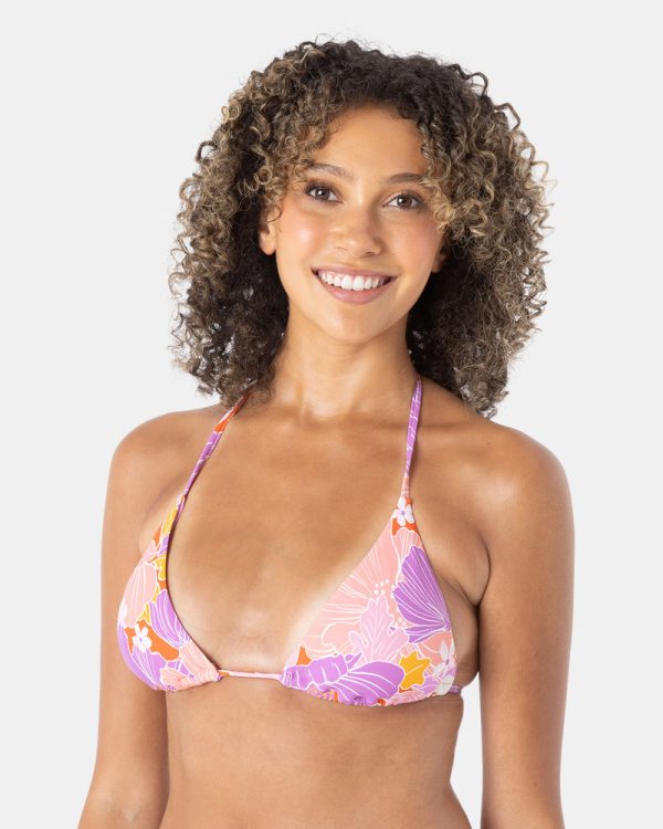 Bikini Tops | Women Roxy Bell Bottom Blooms Tiki Triangle Bikini Top Lilac Multi