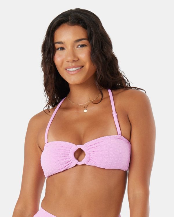 Bikini Tops | Women Roxy Haliewa Bandeau Bra Top Bikini Top Lilac - Image 3