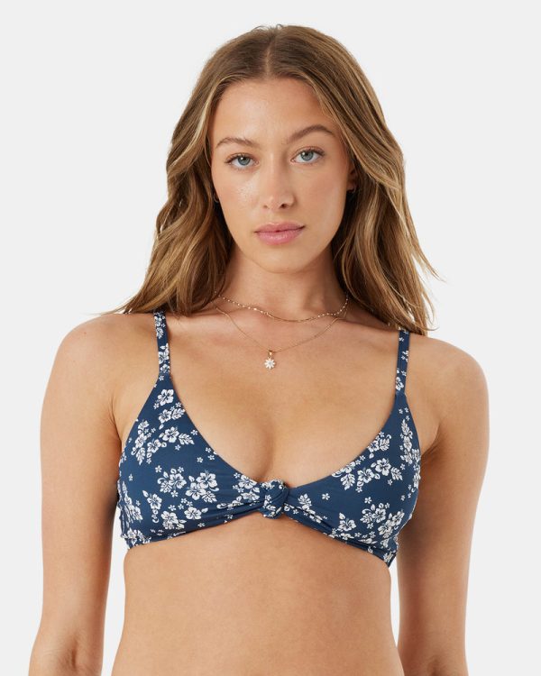 Bikini Tops | Women Roxy Hibiscus Haven Knot Bralette Bikini Top Mood Indigo