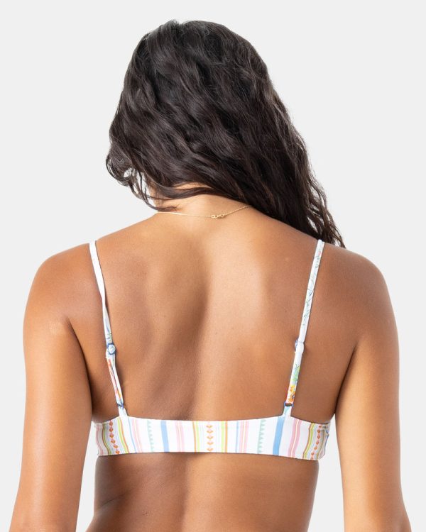 Bikini Tops | Women Roxy North Shore Reversible Bralette Bikini Top Multi Floral White - Image 5