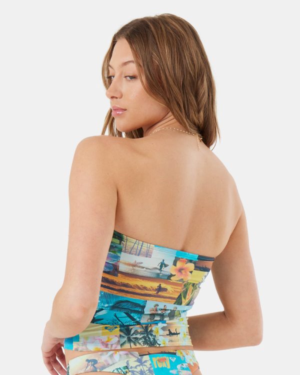 Bikini Tops | Women Roxy Postcards From Paradise Tube Top Bikini Top Multi Graphic - Image 2