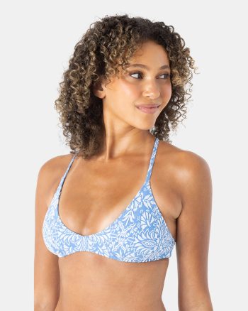 Bikini Tops | Women Roxy Tile Tranquility Athletic Triangle Bikini Top Blue