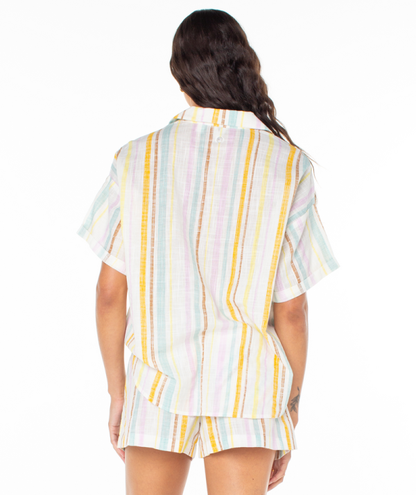 Button Ups | Women Roxy Beach Nostalgia Button Up Egret Bali Stripe - Image 2