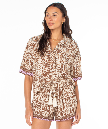 Button Ups | Women Roxy Kihei Button Up Tiramisu Parchment Tiki