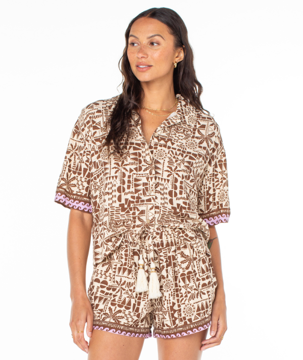 Button Ups | Women Roxy Kihei Button Up Tiramisu Parchment Tiki