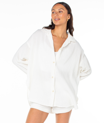 Button Ups | Women Roxy Morning Time Button Up Egret Solid
