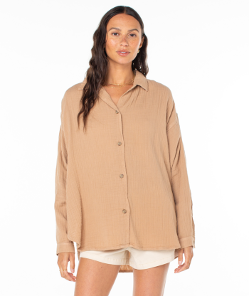 Button Ups | Women Roxy Morning Time Button Up Praline Solid