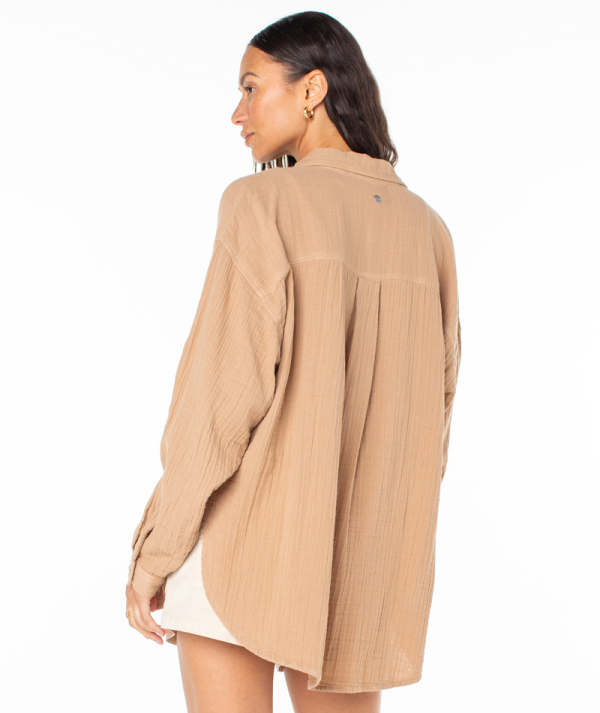 Button Ups | Women Roxy Morning Time Button Up Praline Solid - Image 2