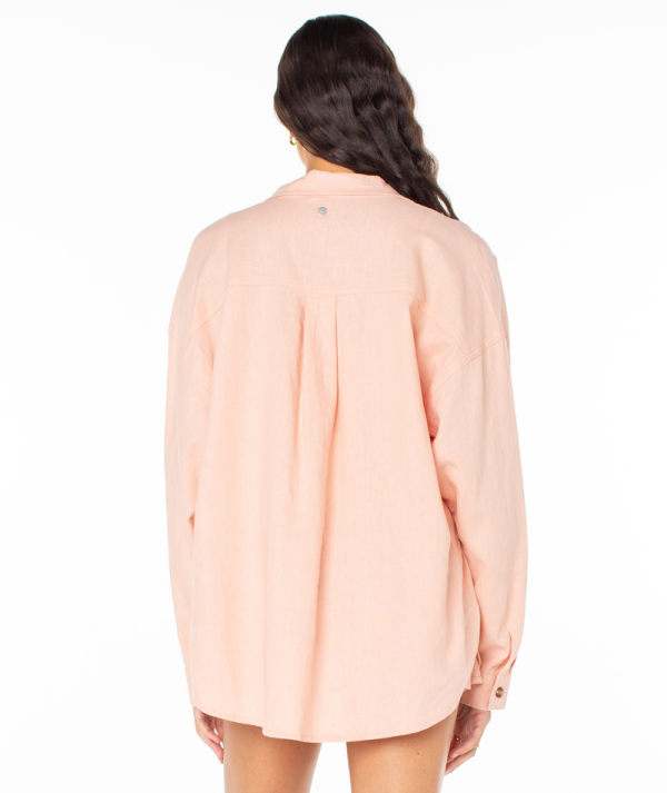 Button Ups | Women Roxy Morning Time Button Up Rose Cloud Solid - Image 2