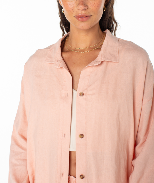 Button Ups | Women Roxy Morning Time Button Up Rose Cloud Solid - Image 4
