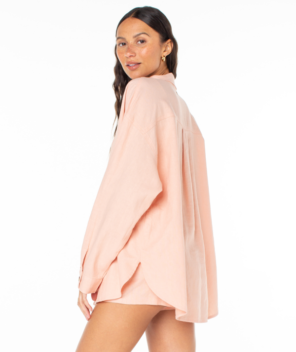 Button Ups | Women Roxy Morning Time Button Up Rose Cloud Solid - Image 6