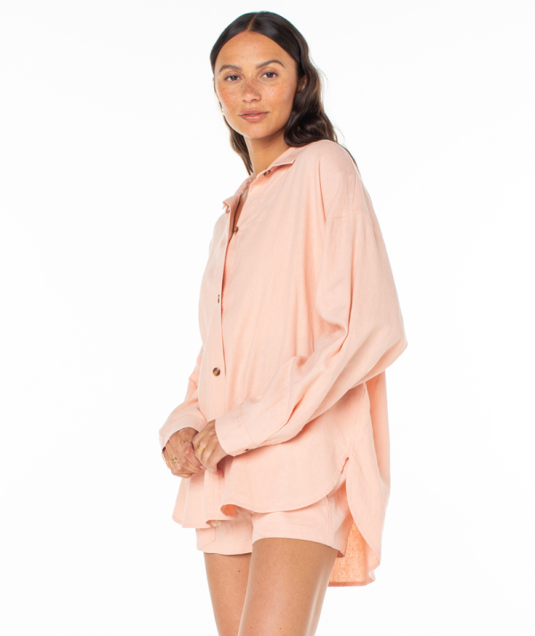 Button Ups | Women Roxy Morning Time Button Up Rose Cloud Solid - Image 7