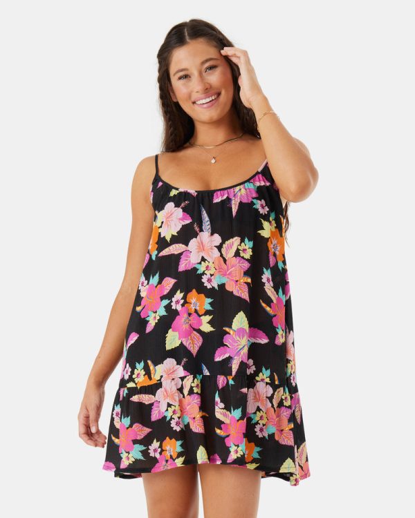 Cover Ups | Women Roxy Summer Fling Cover Up Dress Multi Floral Black - Image 4