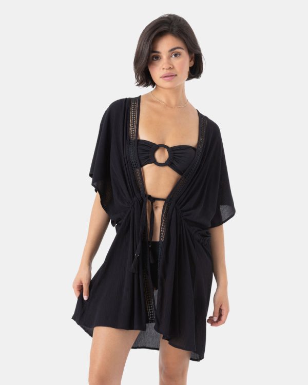 Cover Ups | Women Roxy Sun Kissed Kimono Cover Up Anthracite - Image 3