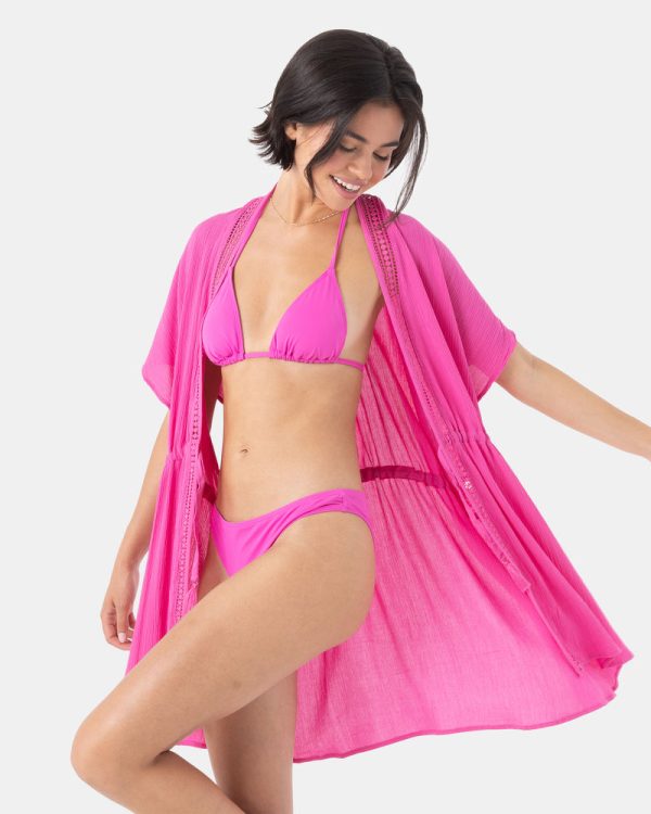 Cover Ups | Women Roxy Sun Kissed Kimono Cover Up Pink - Image 5