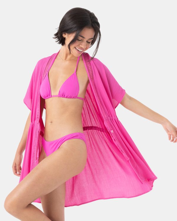 Cover Ups | Women Roxy Sun Kissed Kimono Cover Up Pink - Image 8