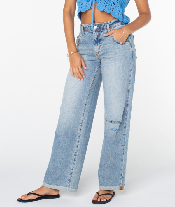 Denim | Women Roxy Jetty Denim Pant Surf Fin Denim Wash - Image 3