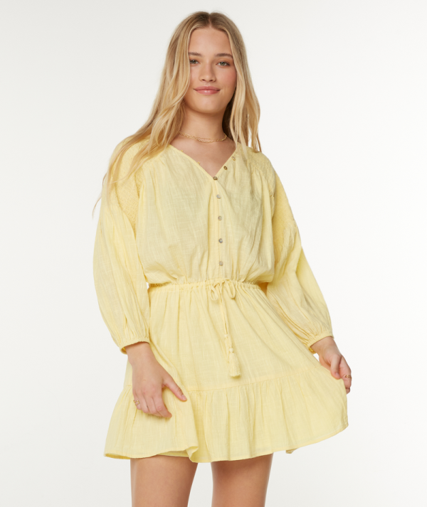 Dresses | Women Roxy Bright Lotus Mini Dress Golden Haze Solid