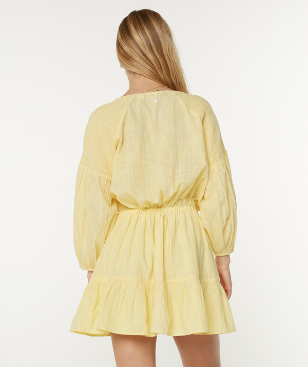 Dresses | Women Roxy Bright Lotus Mini Dress Golden Haze Solid - Image 2