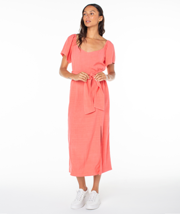 Dresses | Women Roxy Bungalow Bliss Midi Dress Sugar Coral Solid - Image 3