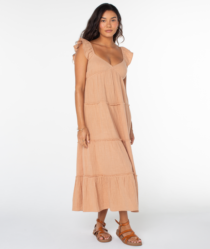 Dresses | Women Roxy Palmy Days Midi Dress Praline Solid - Image 3