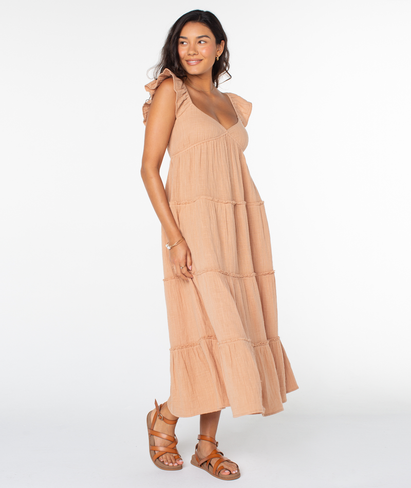 Dresses | Women Roxy Palmy Days Midi Dress Praline Solid - Image 4