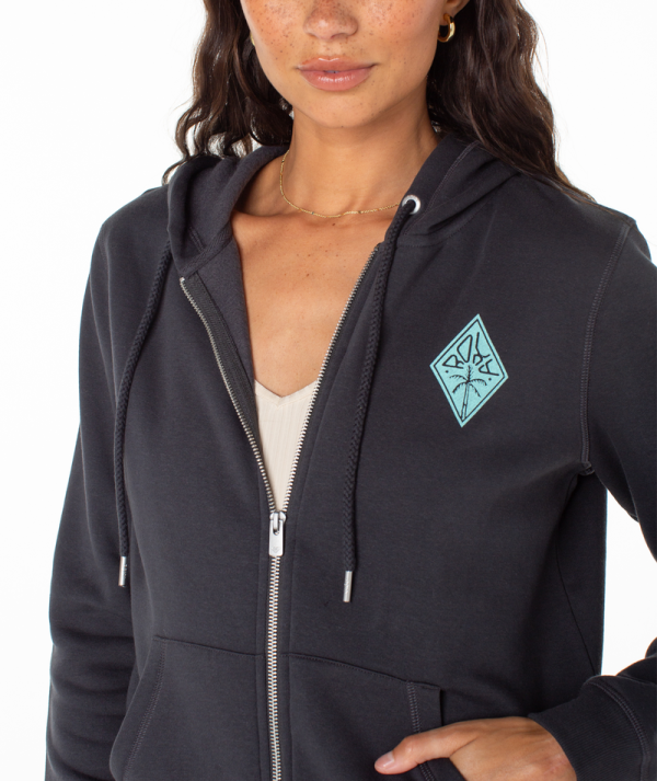 Hoodies & Jackets | Women Roxy Evening Hike Zip-Up Phantom Wave Riders - Image 3