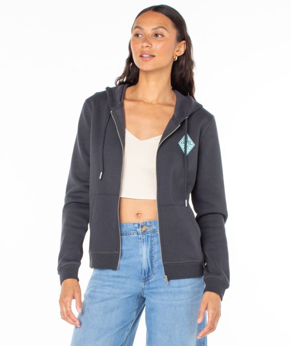 Hoodies & Jackets | Women Roxy Evening Hike Zip-Up Phantom Wave Riders - Image 5
