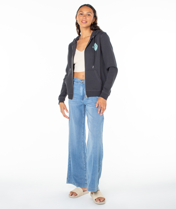 Hoodies & Jackets | Women Roxy Evening Hike Zip-Up Phantom Wave Riders - Image 6