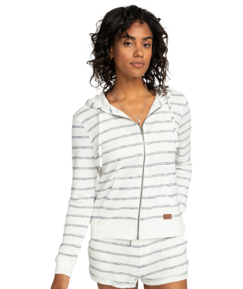 Hoodies & Jackets | Women Roxy Perfect Wave Striped Zip-Up Snow White Mood Indigo Stripe