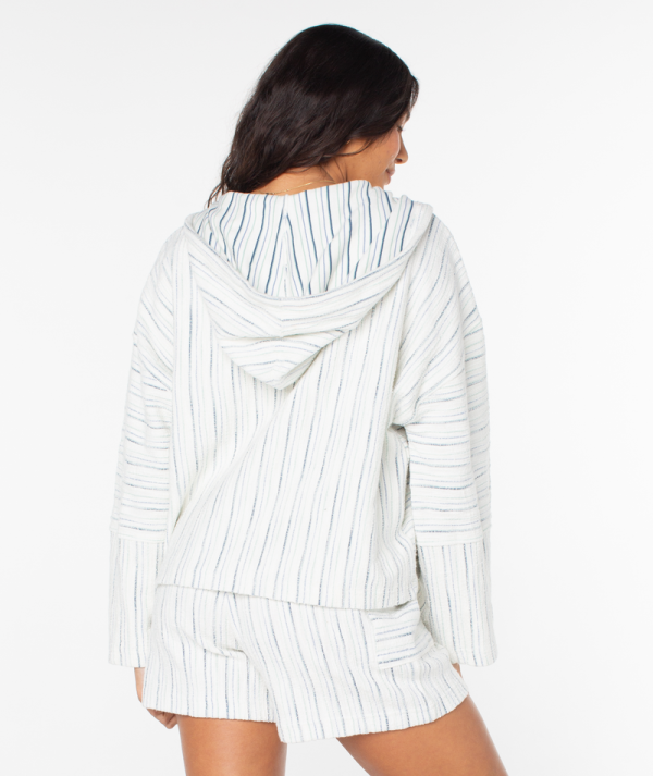Hoodies & Jackets | Women Roxy Rich Coast Striped Poncho Cloud Dancer Sea Crest Blue Stripe - Image 2