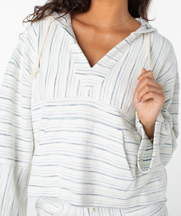 Hoodies & Jackets | Women Roxy Rich Coast Striped Poncho Cloud Dancer Sea Crest Blue Stripe - Image 4