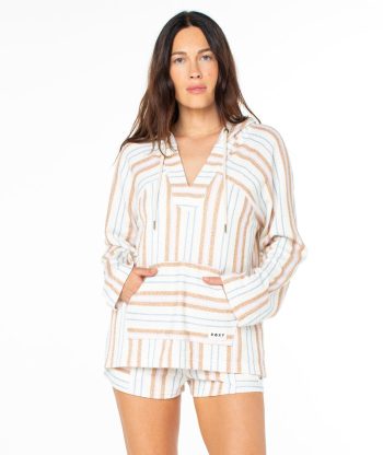 Hoodies & Jackets | Women Roxy Wild And Free Hoodie Egret Chipmunk Porto Stripe