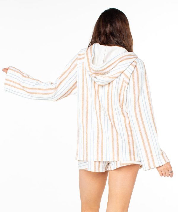 Hoodies & Jackets | Women Roxy Wild And Free Hoodie Egret Chipmunk Porto Stripe - Image 2