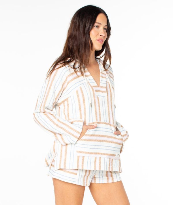 Hoodies & Jackets | Women Roxy Wild And Free Hoodie Egret Chipmunk Porto Stripe - Image 3