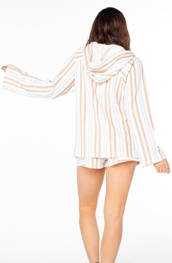 Hoodies & Jackets | Women Roxy Wild And Free Hoodie Egret Chipmunk Porto Stripe - Image 6