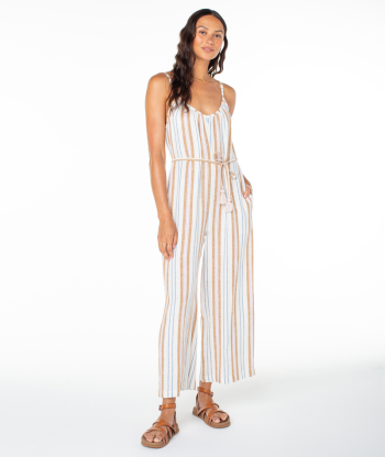 Jumpsuits & Rompers | Women Roxy Gale Jumpsuit Egret Chipmunk Porto Stripe