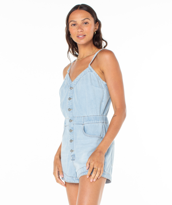 Jumpsuits & Rompers | Women Roxy Naia Romper Saltwater Denim Wash - Image 3