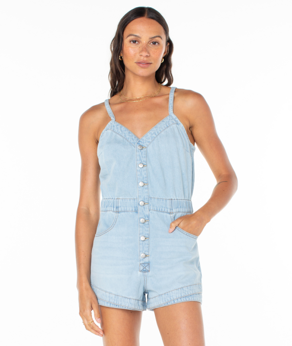 Jumpsuits & Rompers | Women Roxy Naia Romper Saltwater Denim Wash - Image 5