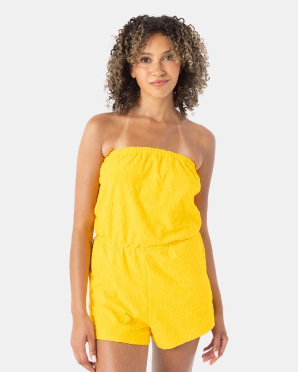 Jumpsuits & Rompers | Women Roxy Special Feeling Terry Romper Golden Rod