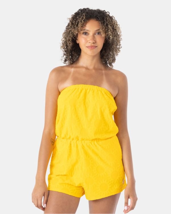 Jumpsuits & Rompers | Women Roxy Special Feeling Terry Romper Golden Rod - Image 3