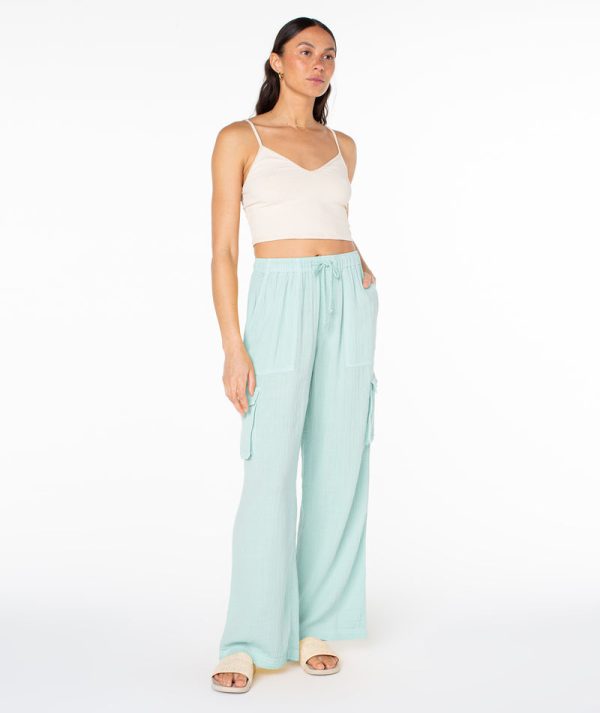 Pants | Women Roxy Precious Cargo Pant Aquifer Solid - Image 5