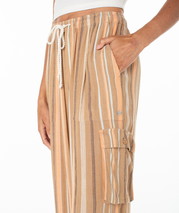 Pants | Women Roxy Precious Cargo Pant Chipmunk Saltwater Stripe - Image 4