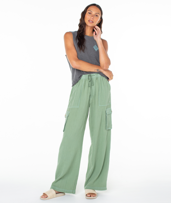 Pants | Women Roxy Precious Cargo Pant Loden Frost Solid - Image 3